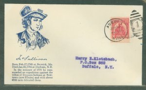 US 657 1929 2c Sullivan Expedition (single) on an addressed (stencil) first day cover with an Auburn, NY cancel and a Klotzbach