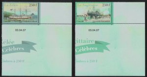 Fr. Polynesia Famous Ships 2v Corners Date 2007 MNH SG#1055-1056