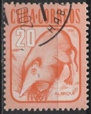 Cuba 2460 (used cto) 20c wildlife: almiqui (1981)