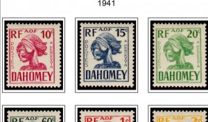 COLOR PRINTED DAHOMEY 1899-1944 STAMP ALBUM PAGES (16 illustrated pages)