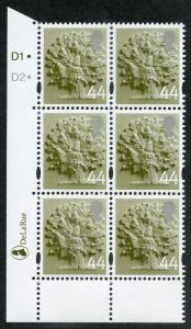 SGEN11b England 44p white borders cyl D1D2 dot block HEAD TYPE 1 U/M