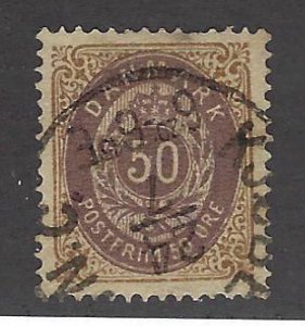 Denmark SC#33 Used VF pen mark reverse SCV$37.50...Worth a Close Look!