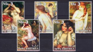 Eritrea 2002 PIERRE AUGUSTE RENOIR Famous Nudes Paintings Set (5) MNH