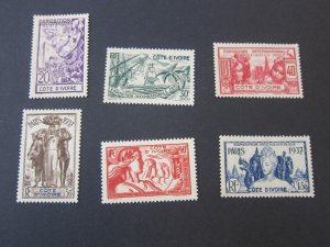 French Ivory-Coast 1937 Sc Sc 152-57 set MH