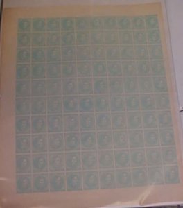 CONFEDERATE #6 REPRINT SHEET OF 100 MINT NO GUM