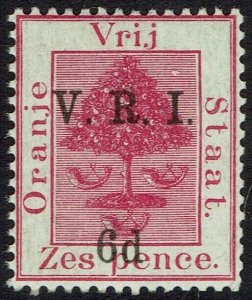 ORANGE FREE STATE 1900 VRI OVERPRINTED TREE 6D ON 6D LEVEL STOPS