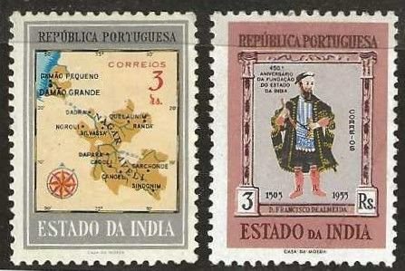 Portuguese India 534, 552, mint, hinge remnants.  Small flaws. 1955-7.  (T277)