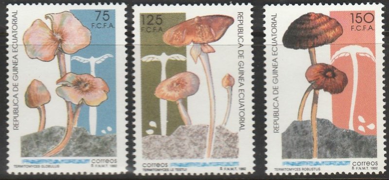 EQUATORIAL GUINEA 173-175, MUSHROOMS. MINT, NH. VF. (804)