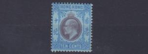 HONG KONG  1903  SG 67  10C  PURPLE & BLUE   LMH  CAT £70