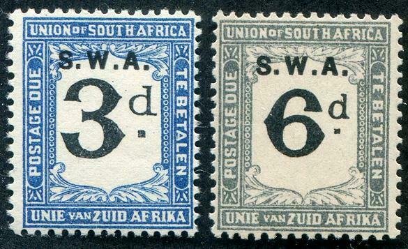 HERRICKSTAMP SOUTH WEST AFRICA Sc.# J79-80 Overprint Mint NH