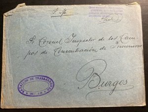 1930s Worker Battalion 15 Spain Cover to Concentration KZ Camp Inspector Burgos