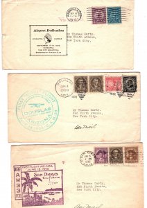 United States  610  first flight covers 3 diff used