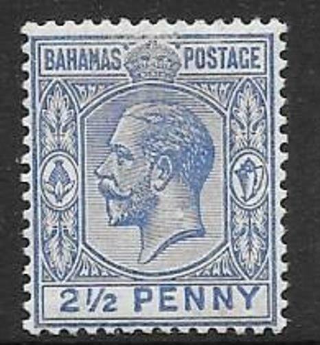 BAHAMAS SG84b 1912 2½d SLOPING 2 LIGHTLY MTD MINT