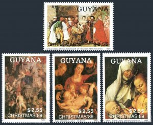 Guyana 2236-2239, MNH. Mi 3072-3075. Christmas 1989. Paintings by Titian, Rubens