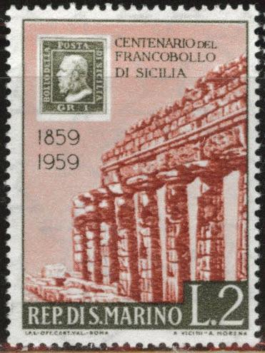 San Marino Scott 440 MH** 1959 stamp on stamp