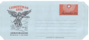 Australia unused Christmas 1974 Cacheted unused Aerogramme