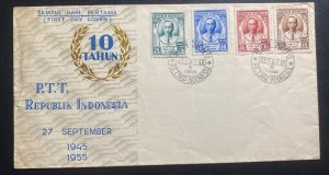 1955 Bandung Indonesia First Day Cover FDC PTT Republic Of Indonesia