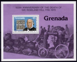 Grenada 1989 Sc#930 Stamps on Stamps-Mail Coach-Rowland Hill S/S (1) MNH