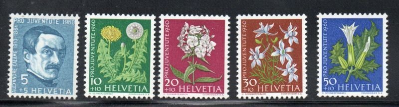 Switzerland Sc B296-302 1960 Pro Juventute Flowers stamp set mint NH