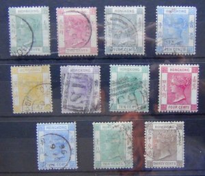 Hong Kong QV range with values to 30c Brown Used