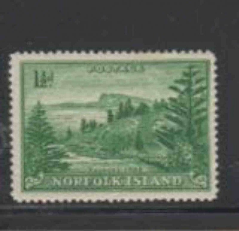 NORFOLK ISLAND #3 1947 1 1/2p VIEW OF BALL BAY MINT VF LH O.G