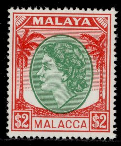 MALAYSIA - Malacca QEII SG37, $2 emerald & scarlet, NH MINT. Cat £26.