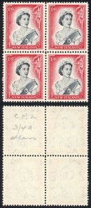 New Zealand SG732 1/- R 3/4 re-entry U/M