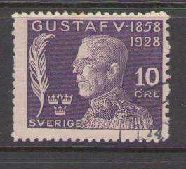 Sweden Sc B33 1928  10 ore 70th Birthday Gustaf V stamp used