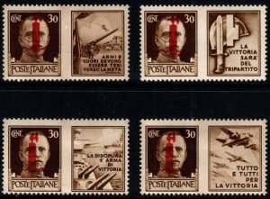 1944 Italy Italian Social Republic Overprints SG 10-13 With Labels Set/4