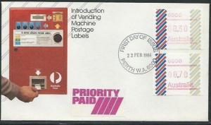 AUSTRALIA 1984 Frama 30c & 70c on Priority Paid FDC ex Perth..........37994