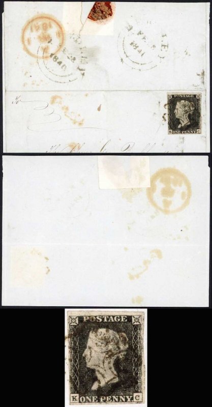 Penny Black (KC) Four Margins Plate 4 (Lots of dots associated with this plate)
