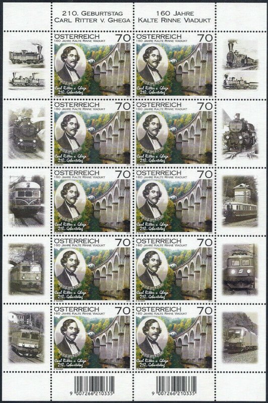 2012 Austria Railways, Lokomotive, Carl Ritter v. Ghega, Souvenirsheet VF/MNH 