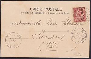 FRENCH LEVANT TURKEY 1904 postcard used Constantinople to Sanary............6657