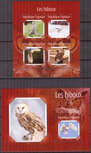 Togo 2014 Birds Owls Sheet + S/S MNH