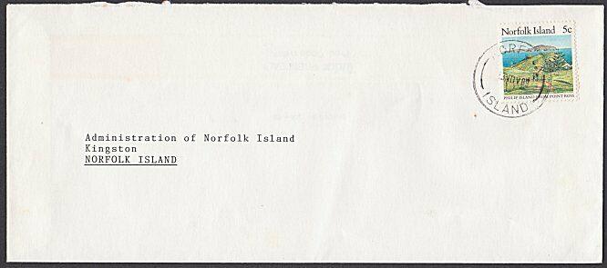 NORFOLK IS 1989 5c local rate cover.......................................57654