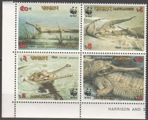 Ss1766 1990 Bangladesh Wwf Reptiles Crocodiles #323-6 1Set Mnh