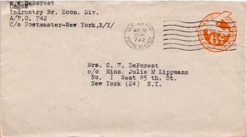 United States, Postal Stationery, Airmail, U.S. A.P.O.'s, Germany