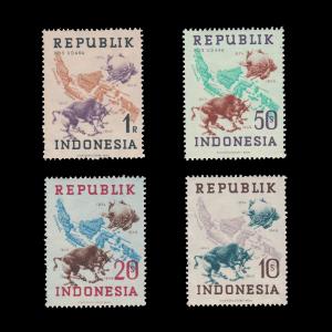 RARE MINT INDONESIA STAMPS FROM 1949. SCOTT # 62 - 65. MINT