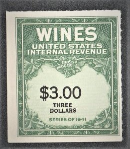 US Sc# RE154 MNH $3 Wines Revenue Series of 1942 Unused NGAI