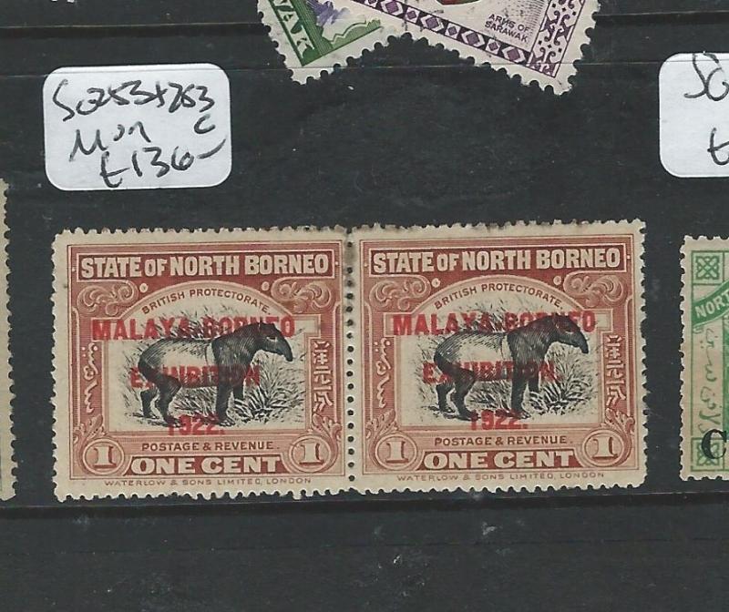 NORTH BORNEO (B0910)  1922 MBE 1C TAPIR SG 253+253C  SE TENANT PAIR MOG