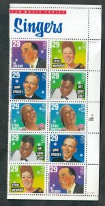 2849 Popular Singers MNH plate block of 10 - Right