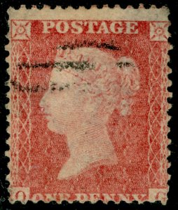 SG38, 1d pale red PLATE 63, LC14, FINE USED. Cat £50+. 