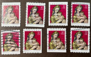 USA USED #3244 all 8 dif booklet positions - Madonna Christmas issue - *1998*