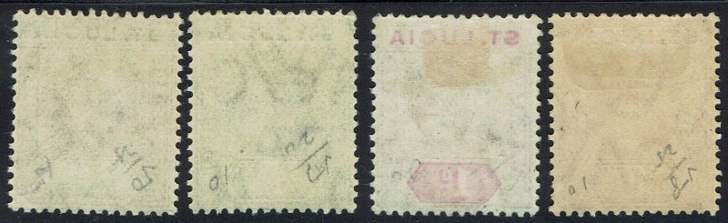 ST LUCIA 1904 KEVII 1/2D AND 1D BOTH COLOURS WMK MULTI CROWN CA 