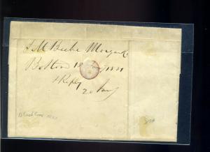 Scott #1 Franklin Imperf Used Stamp on  Interesting 1851 Cover (#1-Cvr 23)