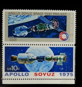 1975 10c Apollo Soyuz Space Test Project, Pair Scott 1569-70 Mint F/VF NH