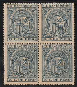 1898 Cuba Stamps 5c Shield of Spain Unlisted Block 4 MNH