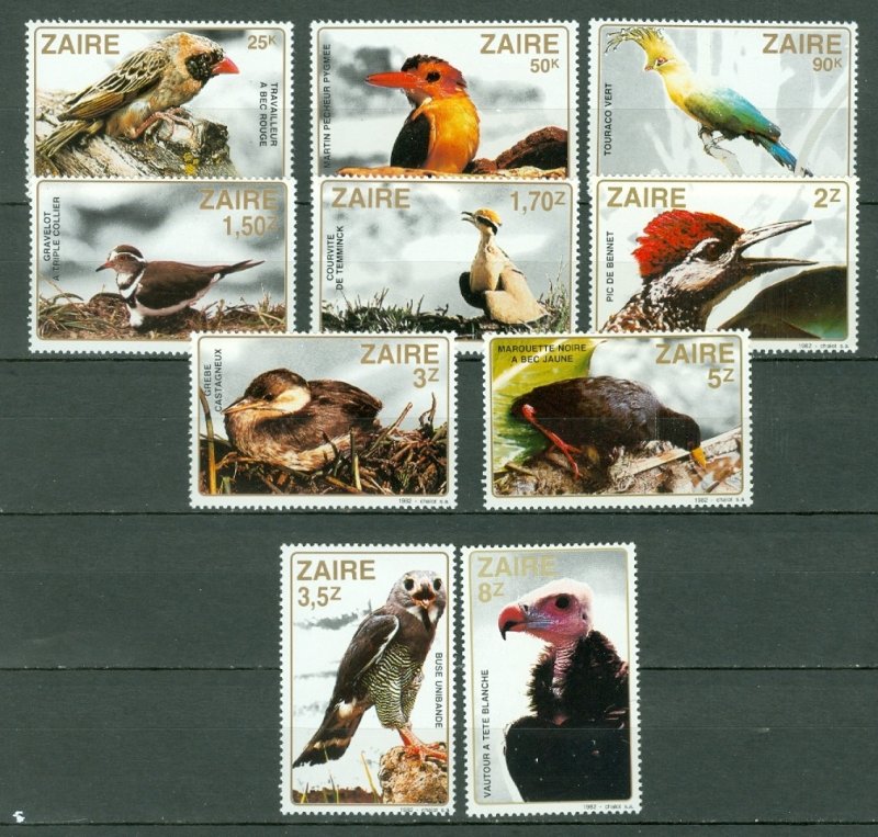 ZAIRE 1982 BIRDS  #1091-1100 NICE SET MNH...$12.75