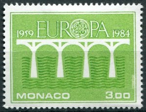 Monaco Sc#1425 MNH, 3f yel grn, Europa (C.E.P.T.) 1984 - Bridge, 25th Anniver...