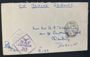 1946 Field Post office Censored On Active Service cover to Dublin Ireland